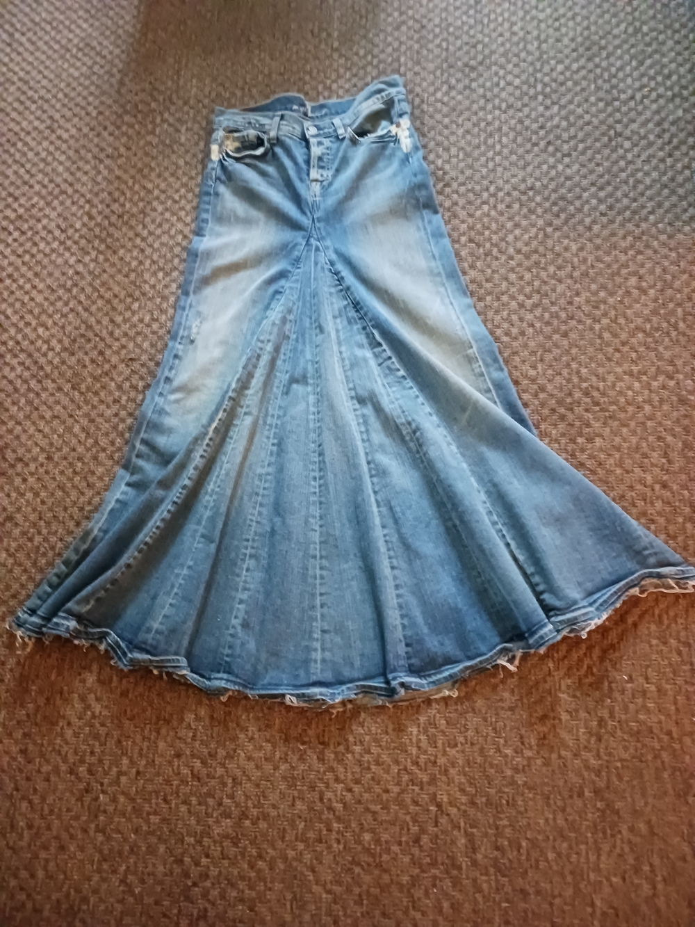 7 For All Mankind Vintage Denim Mermaid Maxi Skirt